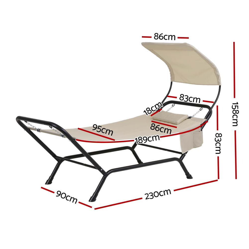 Eden Nest Hammock Bed With Stand Sun Lounge Chair Beige