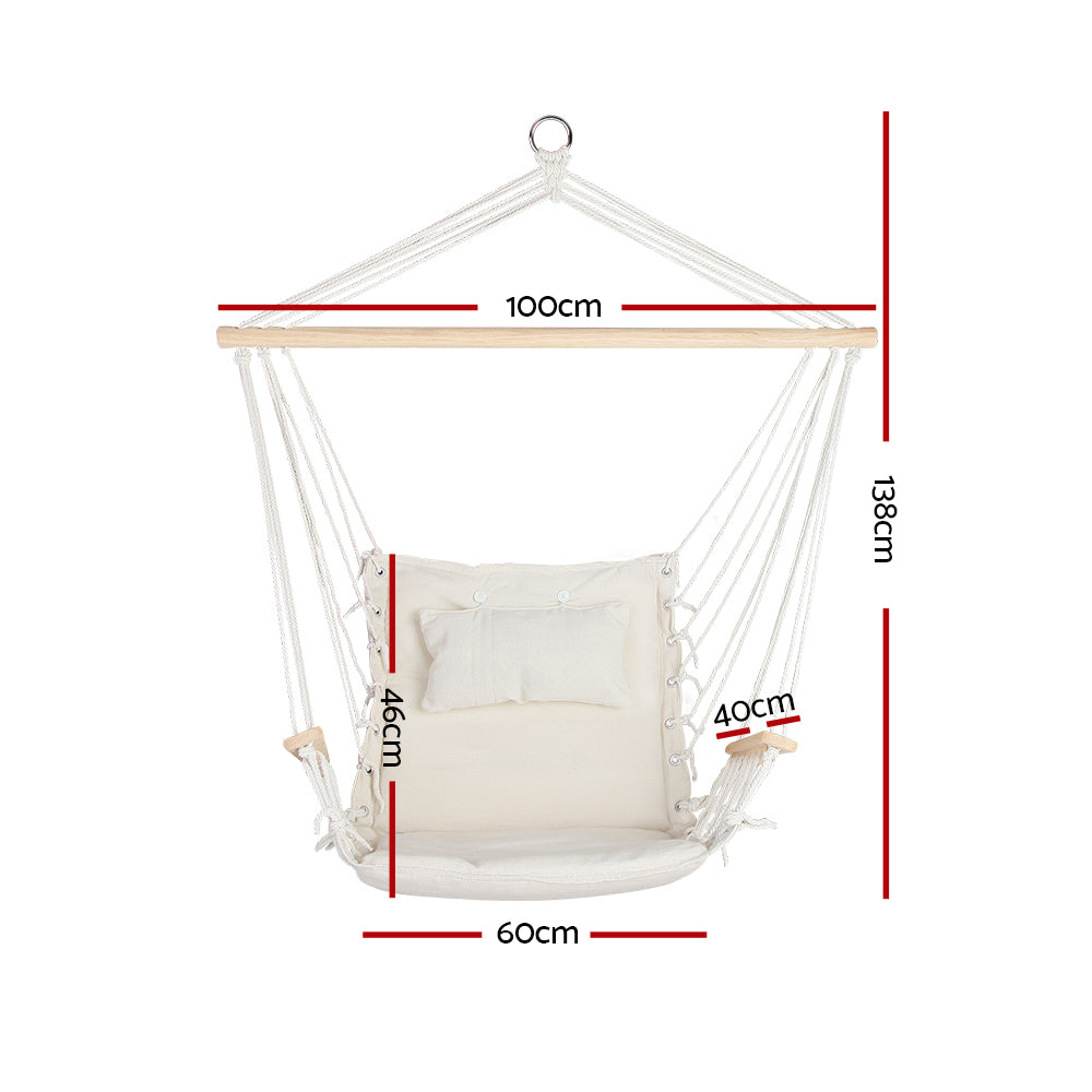 Eden Nest Hammock Chair With Armrest Cream Outdoor Deluxe