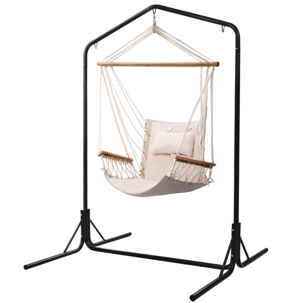 Eden Nest Outdoor Hammock Chair With Stand Cream Swing
