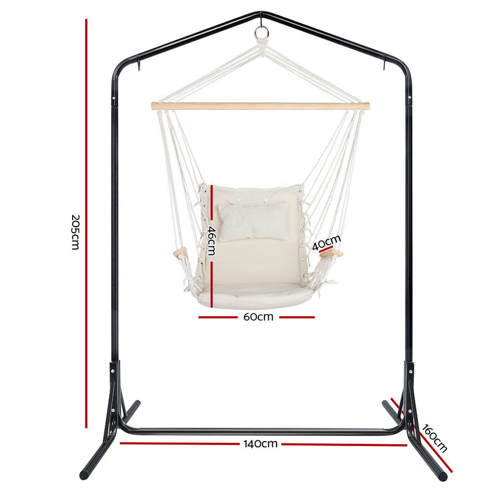 Eden Nest Outdoor Hammock Chair With Stand Cream Swing