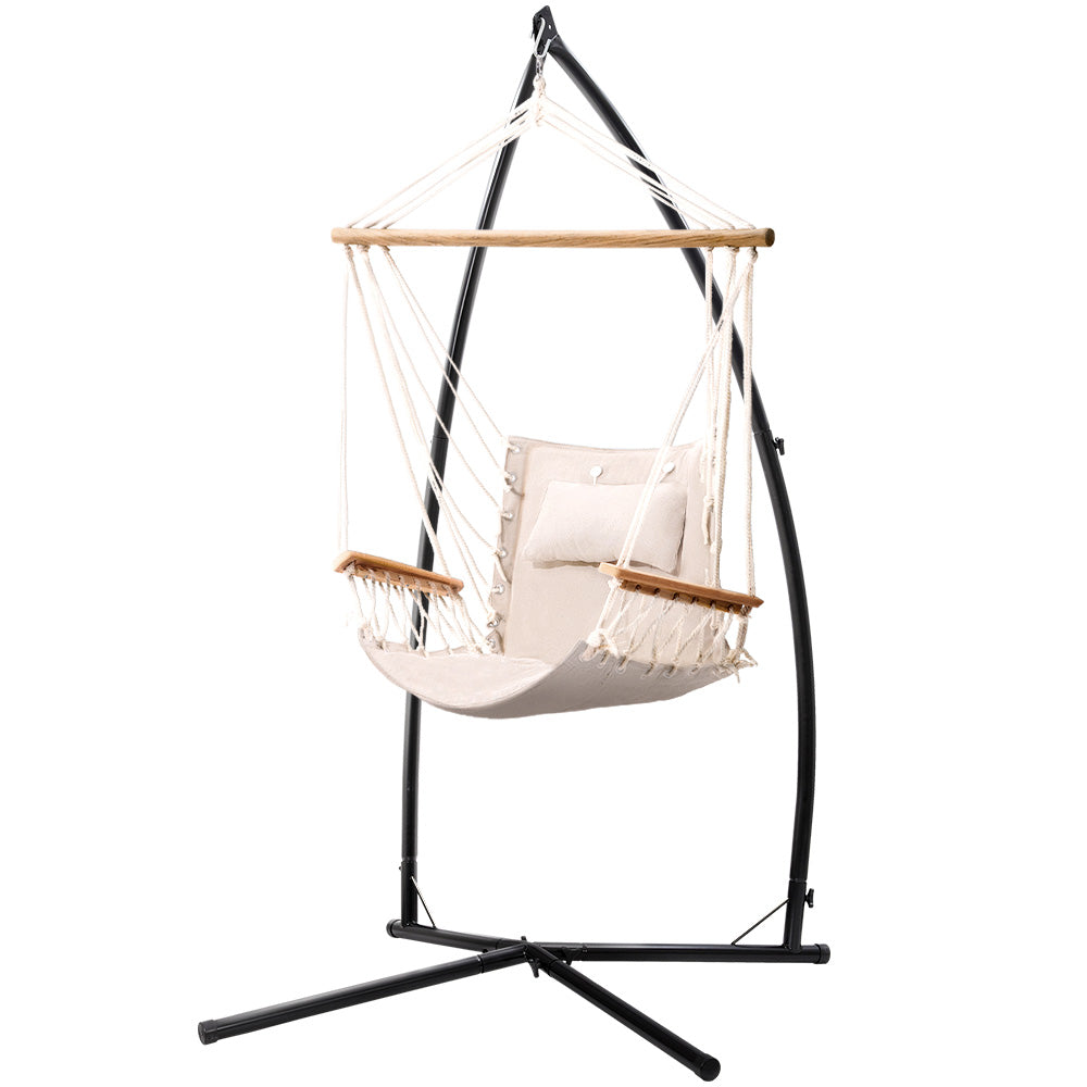 Eden Nest Hammock Chair With Steel Stand Armrest Cream