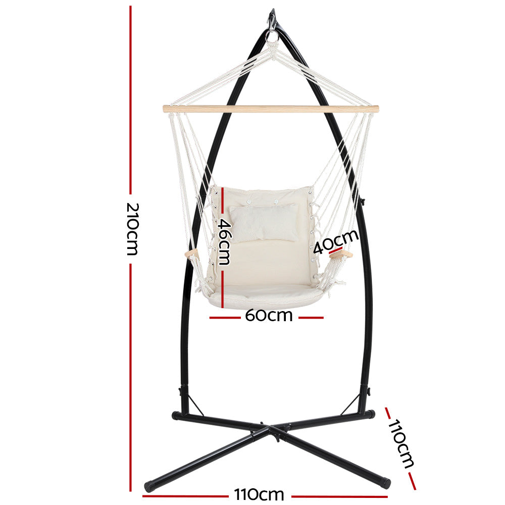 Eden Nest Hammock Chair With Steel Stand Armrest Cream