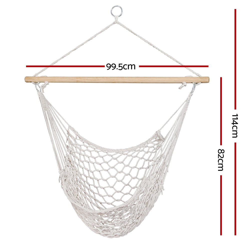 Eden Nest Hammock Chair Outdoor Hanging Cream Mesh Lounge