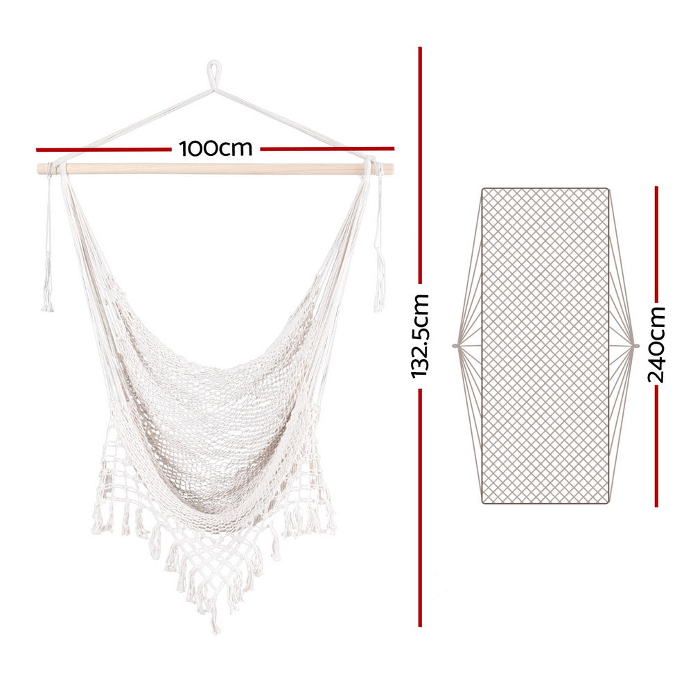 Eden Nest Hammock Chair Swing Camping Mesh Cream Relax