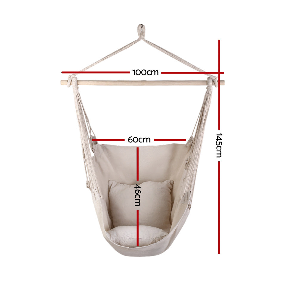 Eden Nest Outdoor Hammock Chair Cream Cushion Pillow