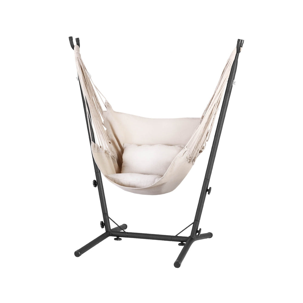 Eden Nest Outdoor All Weather Cream Hammock Chair With Stand