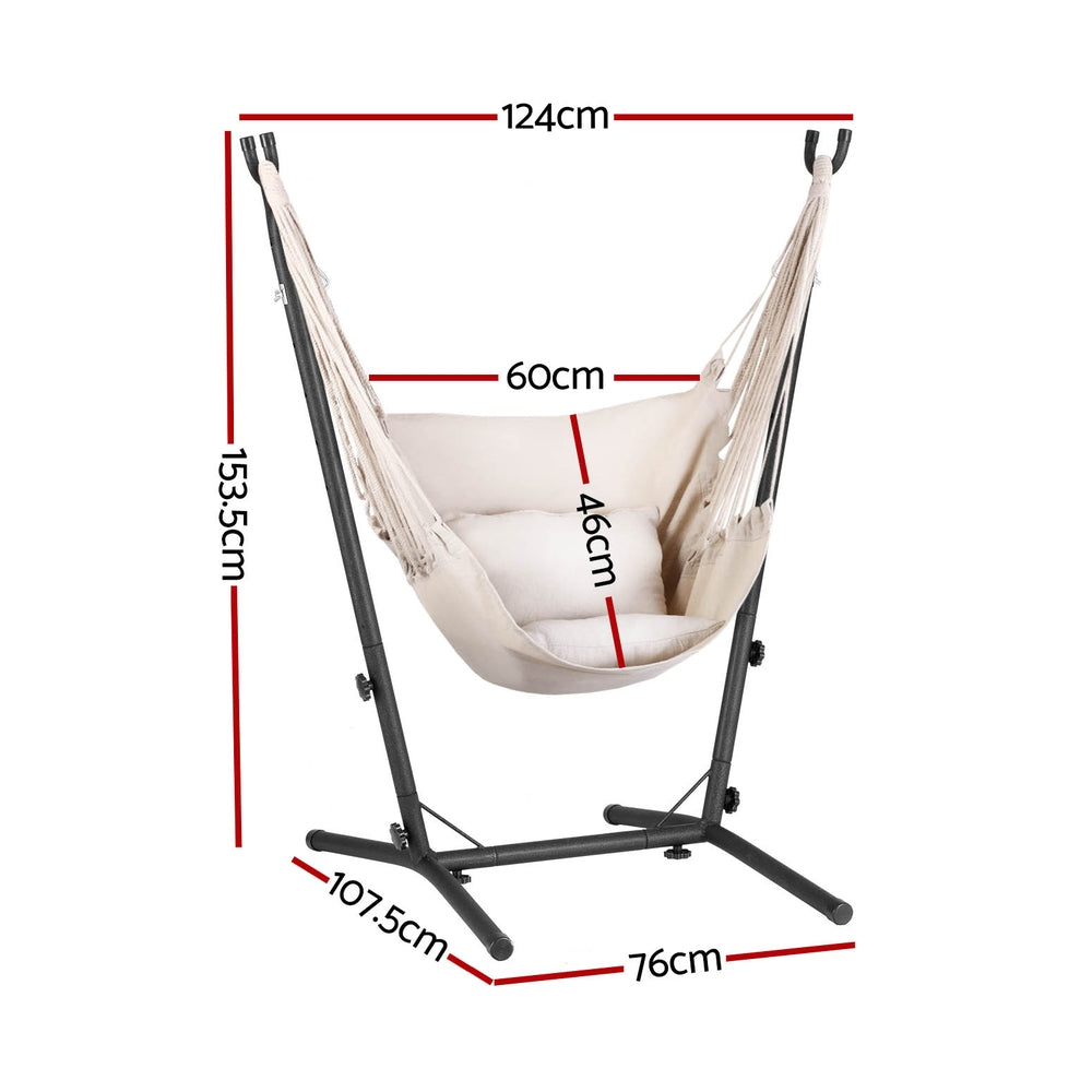 Eden Nest Outdoor All Weather Cream Hammock Chair With Stand