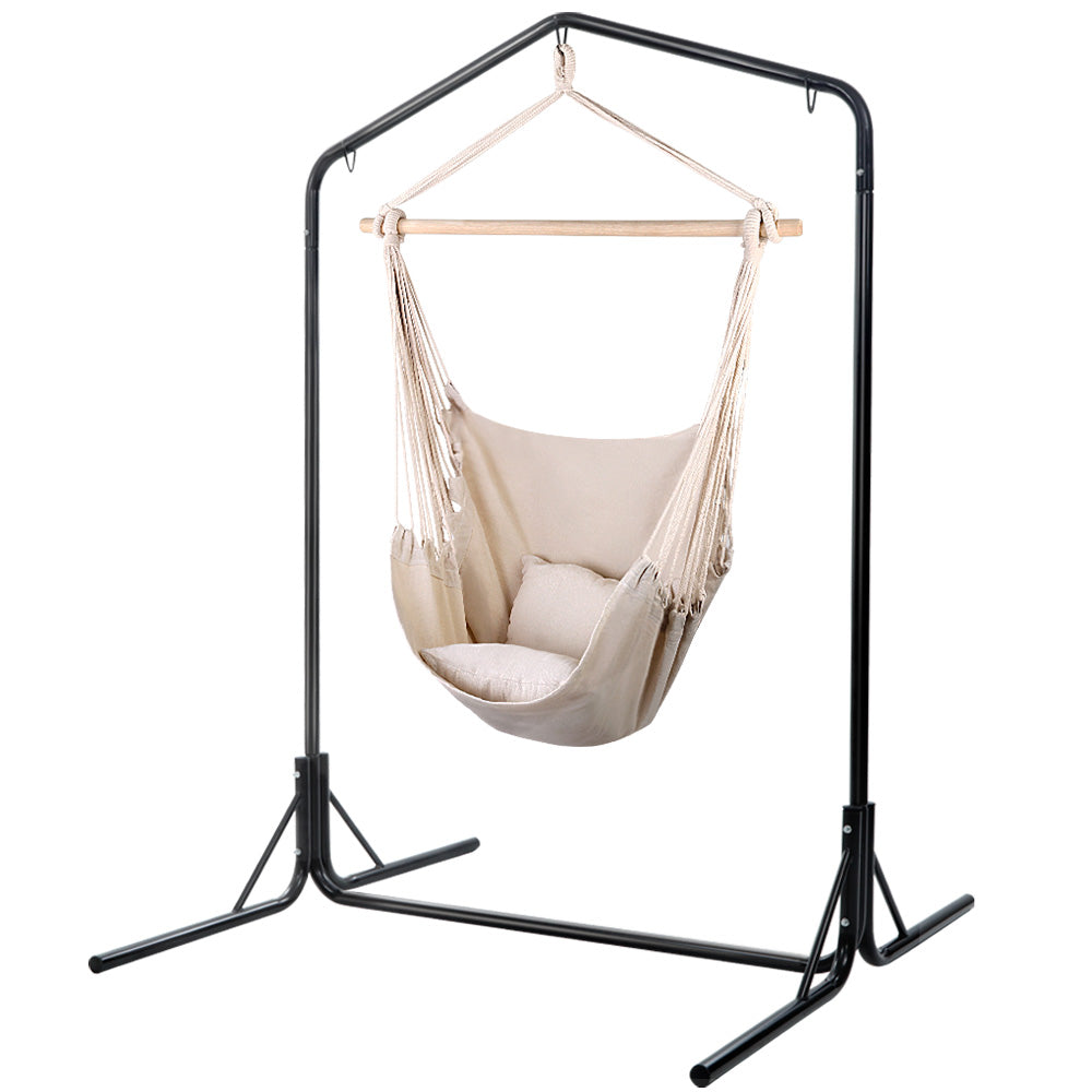 Eden Nest Outdoor Hammock Chair With Stand And Pillow Cream