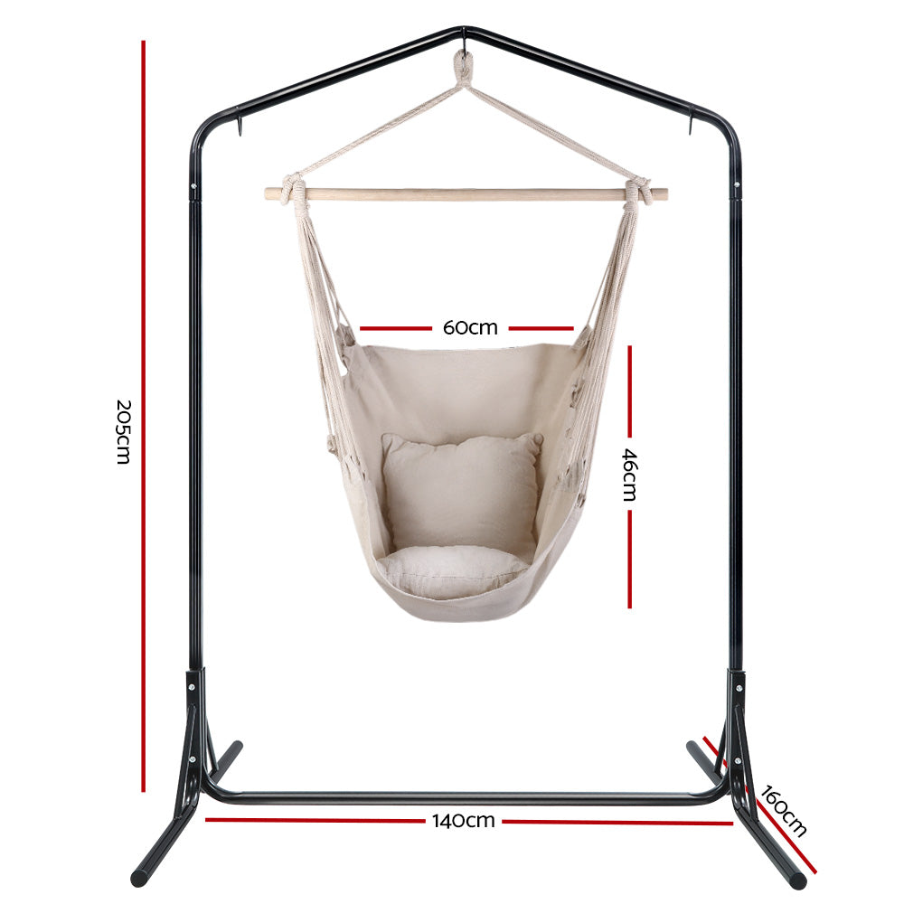 Eden Nest Outdoor Hammock Chair With Stand And Pillow Cream