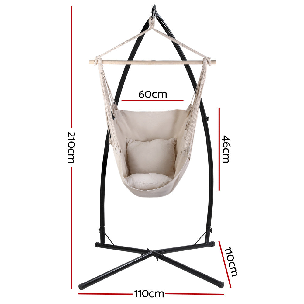 Eden Nest Hammock Chair With Steel Stand Cream Outdoor