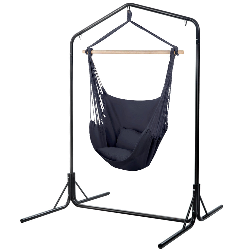 Eden Nest Outdoor Hammock Chair with Stand and Pillow Grey