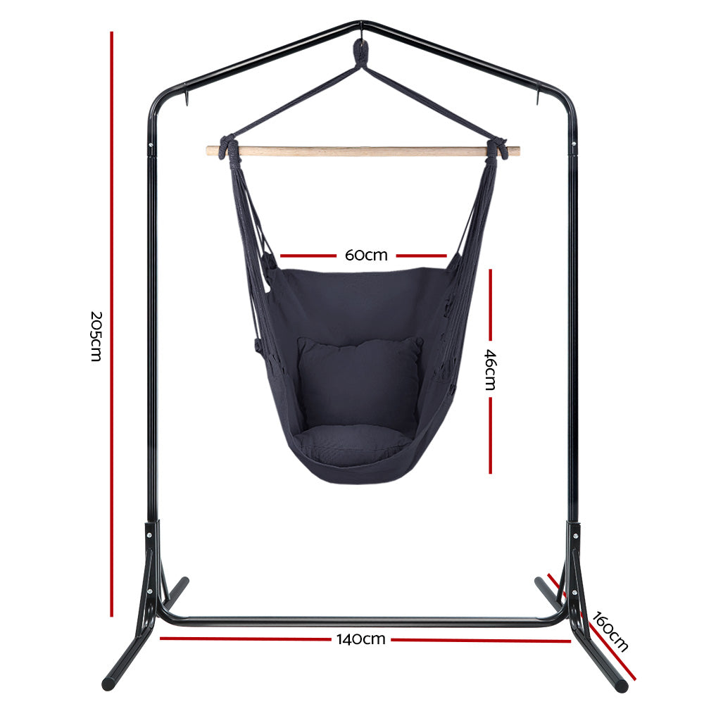 Eden Nest Outdoor Hammock Chair with Stand and Pillow Grey