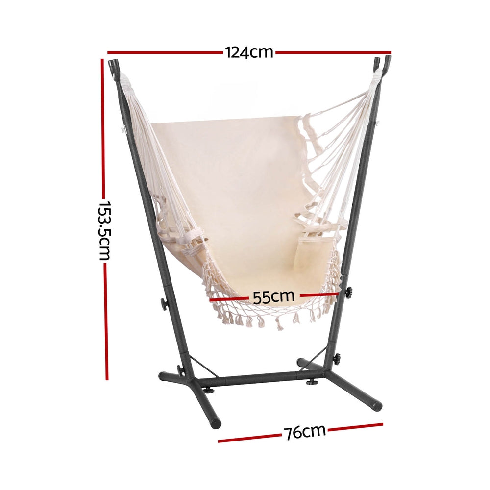 Eden Nest Outdoor Cream Hammock Chair With Stand For Patio