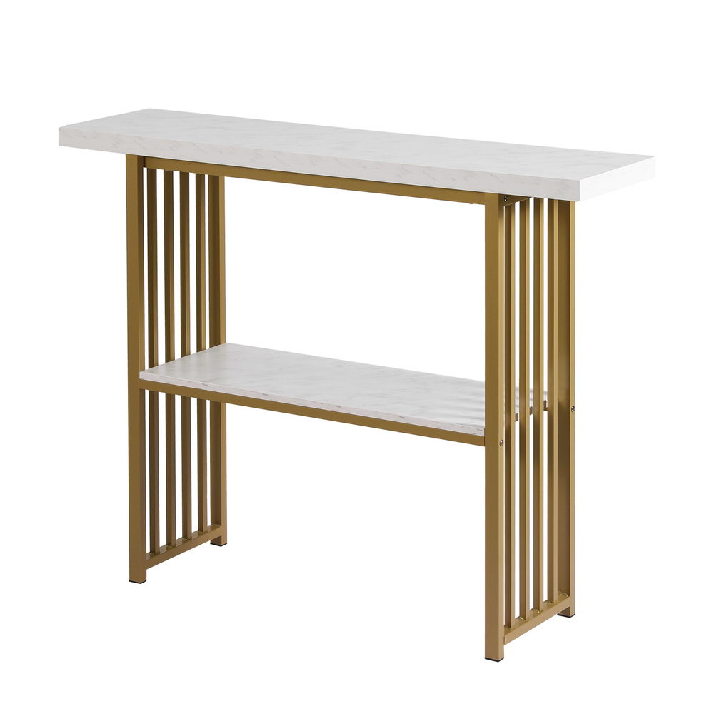 Eden Nest Console Table Marble Effect White And Gold