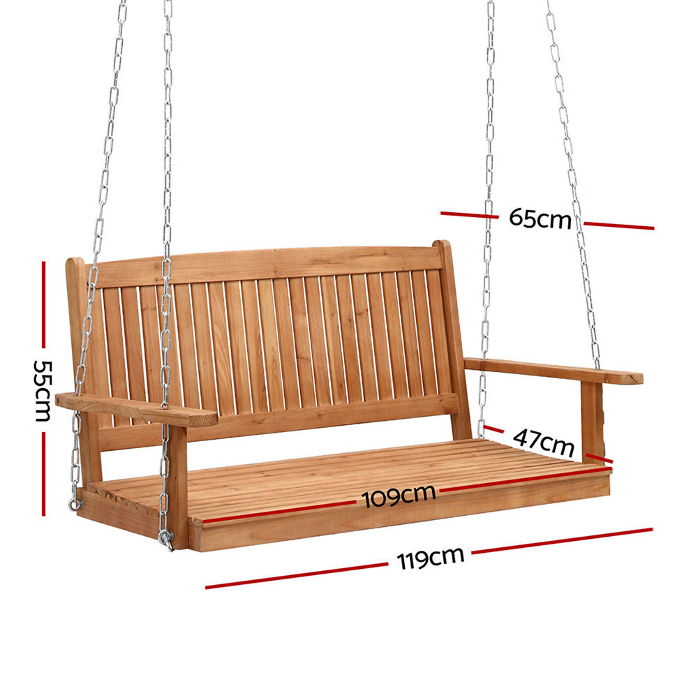 Eden Nest 2 Seater Wooden Porch Swing Chair With Chain