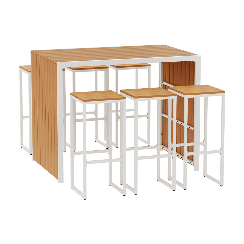 Eden Nest 7 Piece Outdoor Bar Set Table And Chairs Patio