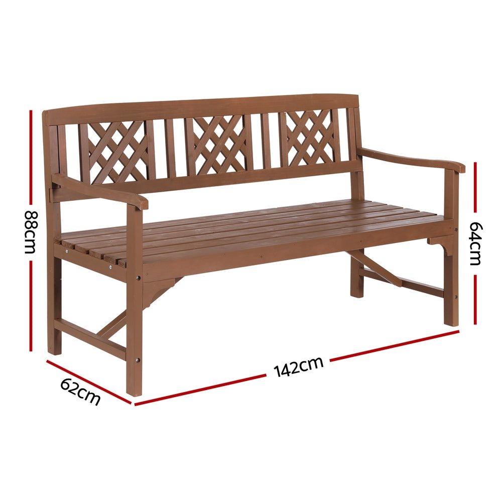 Eden Nest Garden Bench 3 Seat Wooden Patio Furniture Natural
