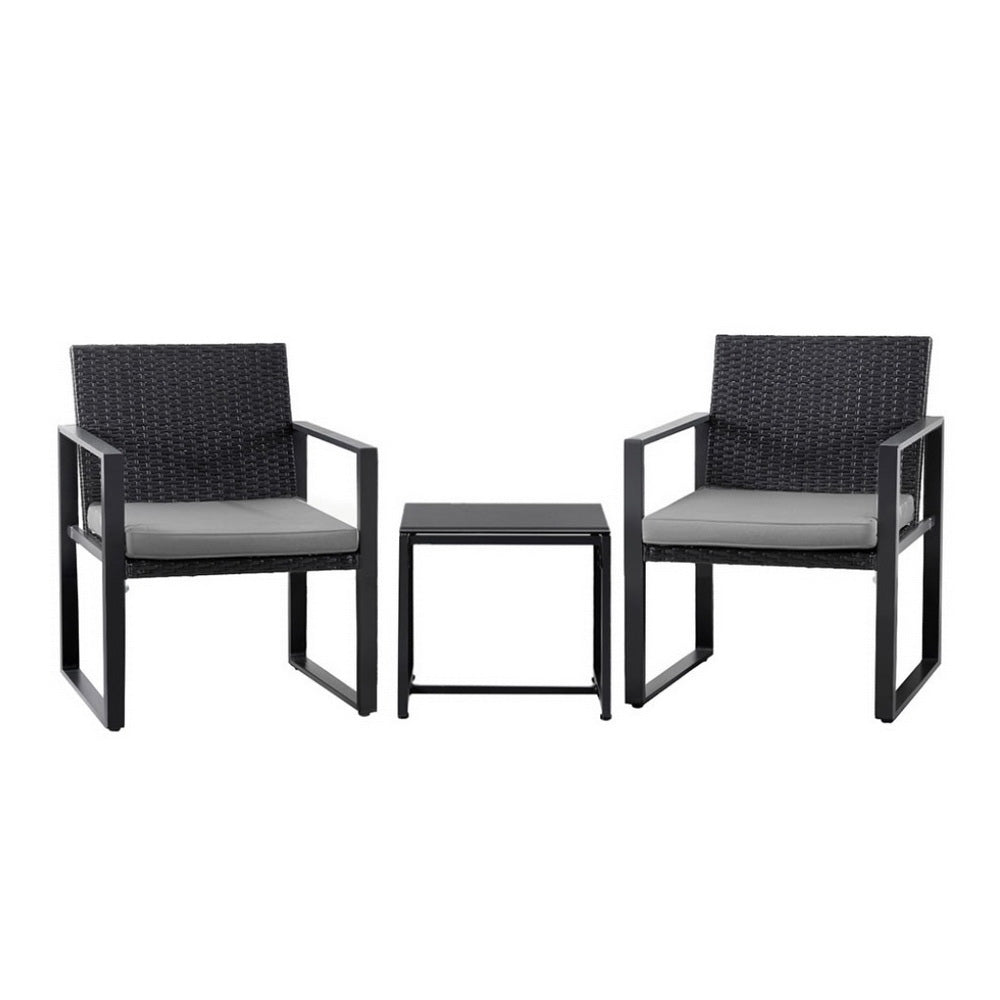 Eden Nest 3 Piece Bistro Set Wicker Patio Table And Chairs