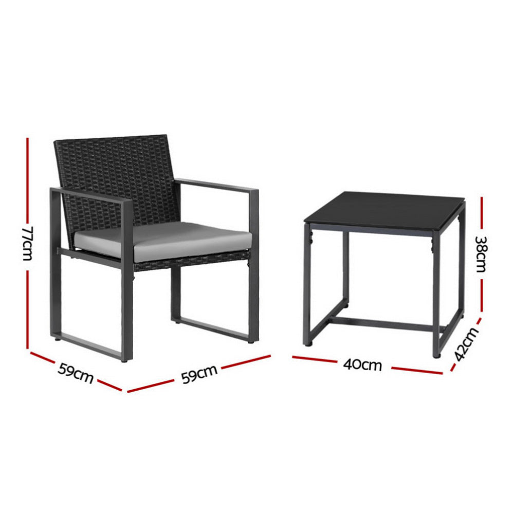 Eden Nest 3 Piece Bistro Set Wicker Patio Table And Chairs
