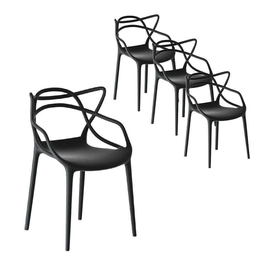 Eden Nest Four Piece Outdoor Dining Chairs PP Stackable Set