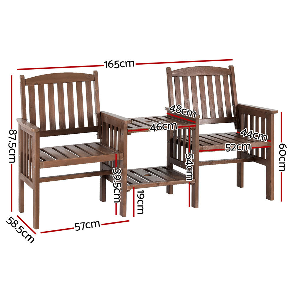 Eden Nest Outdoor 2 Seater Garden Wood Bench Loveseat Set