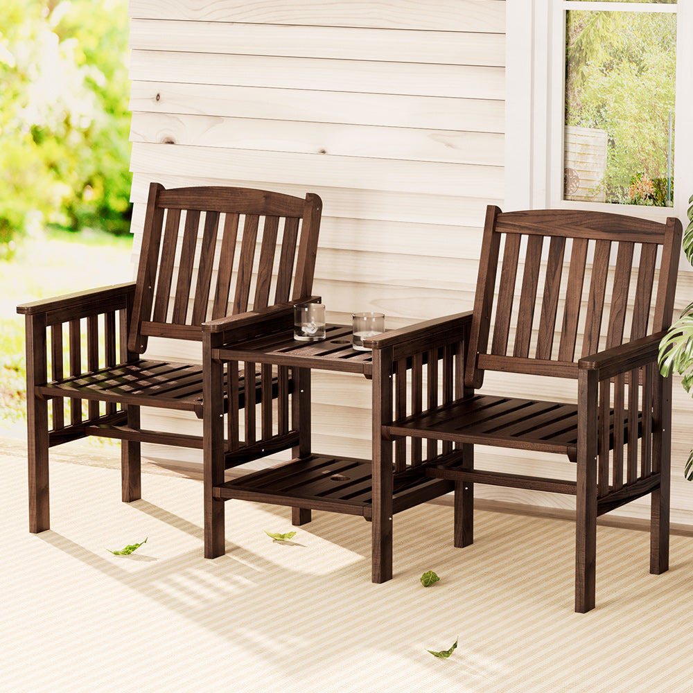 Eden Nest Outdoor Garden Bench Loveseat with Table Charcoal