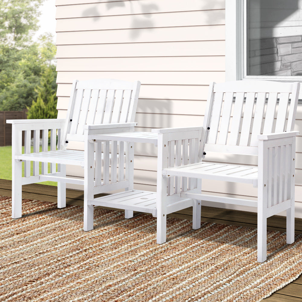 Eden Nest Outdoor Garden Bench Loveseat White Table Chairs