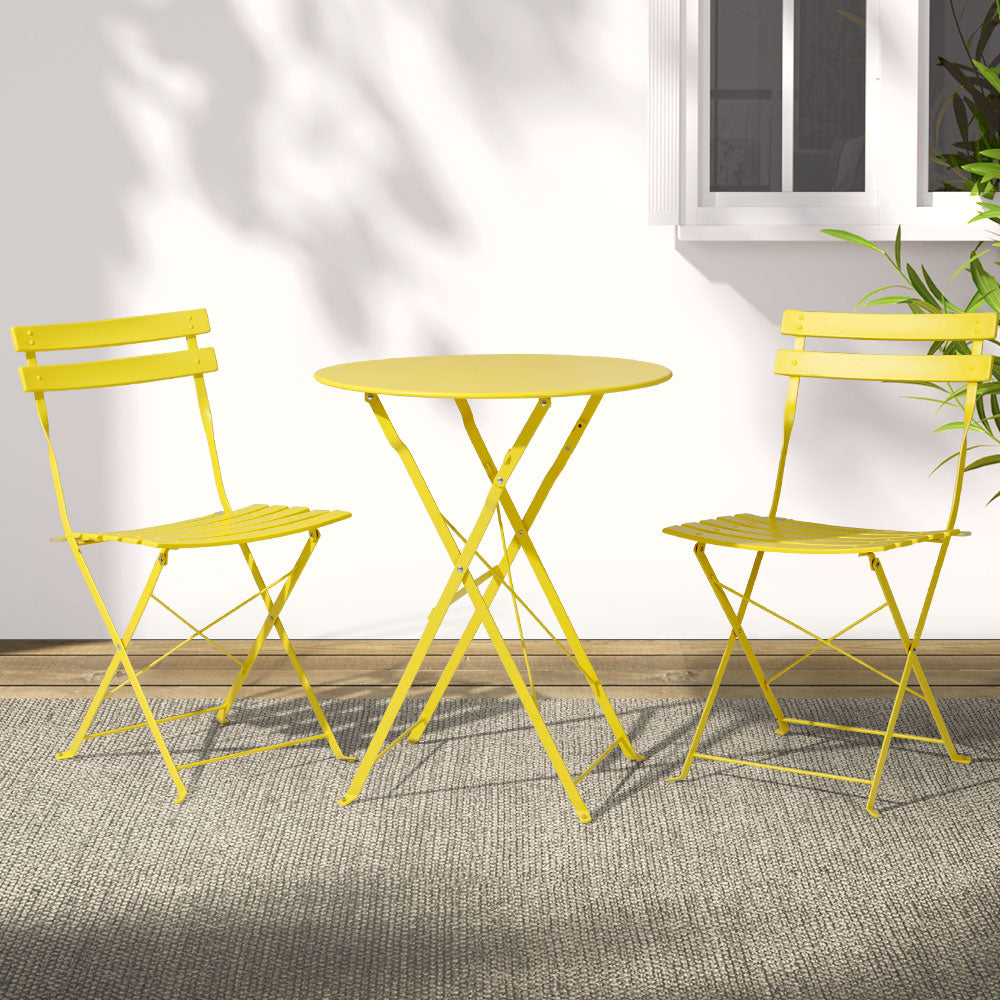 Eden Nest 3 Piece Outdoor Bistro Set With Steel Table