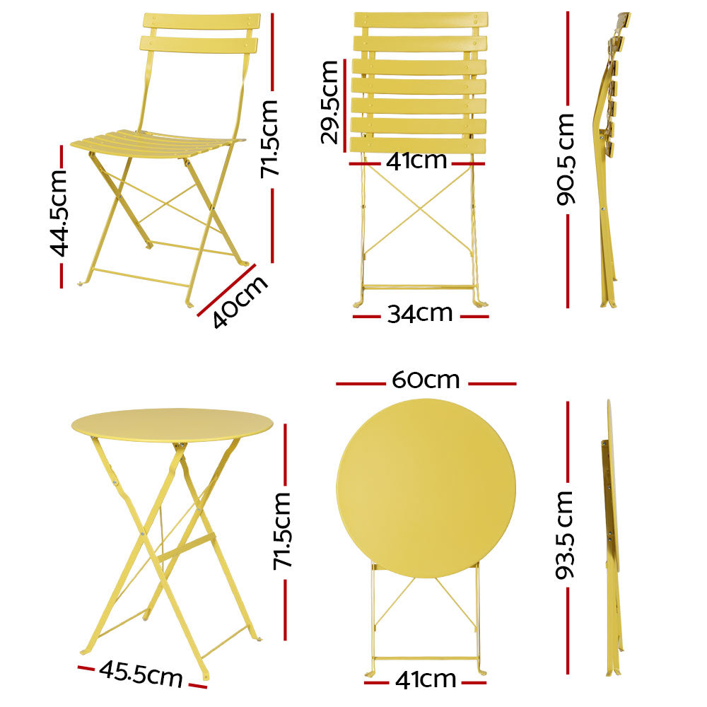 Eden Nest 3 Piece Outdoor Bistro Set With Steel Table