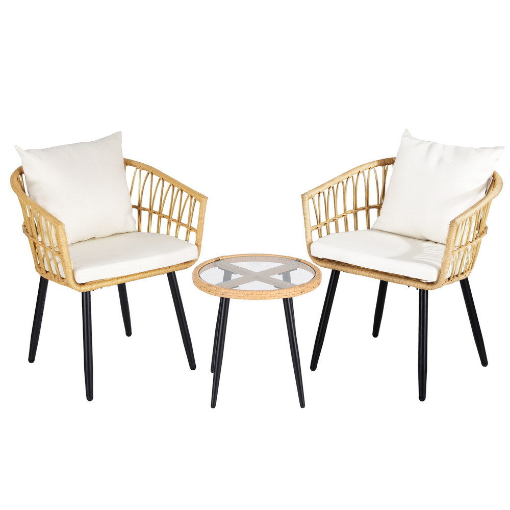 Eden Nest 3 Piece Outdoor Bistro Set With Table And Chairs
