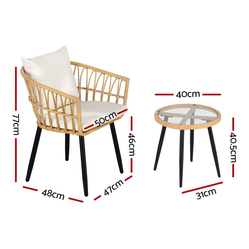Eden Nest 3 Piece Outdoor Bistro Set With Table And Chairs