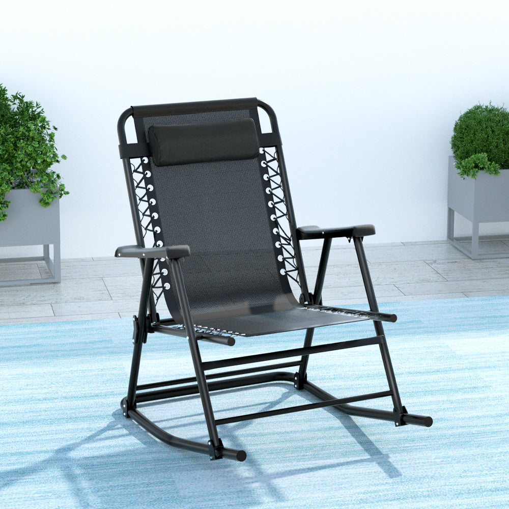 Eden Nest Outdoor Rocking Chair Folding Recliner for Patio