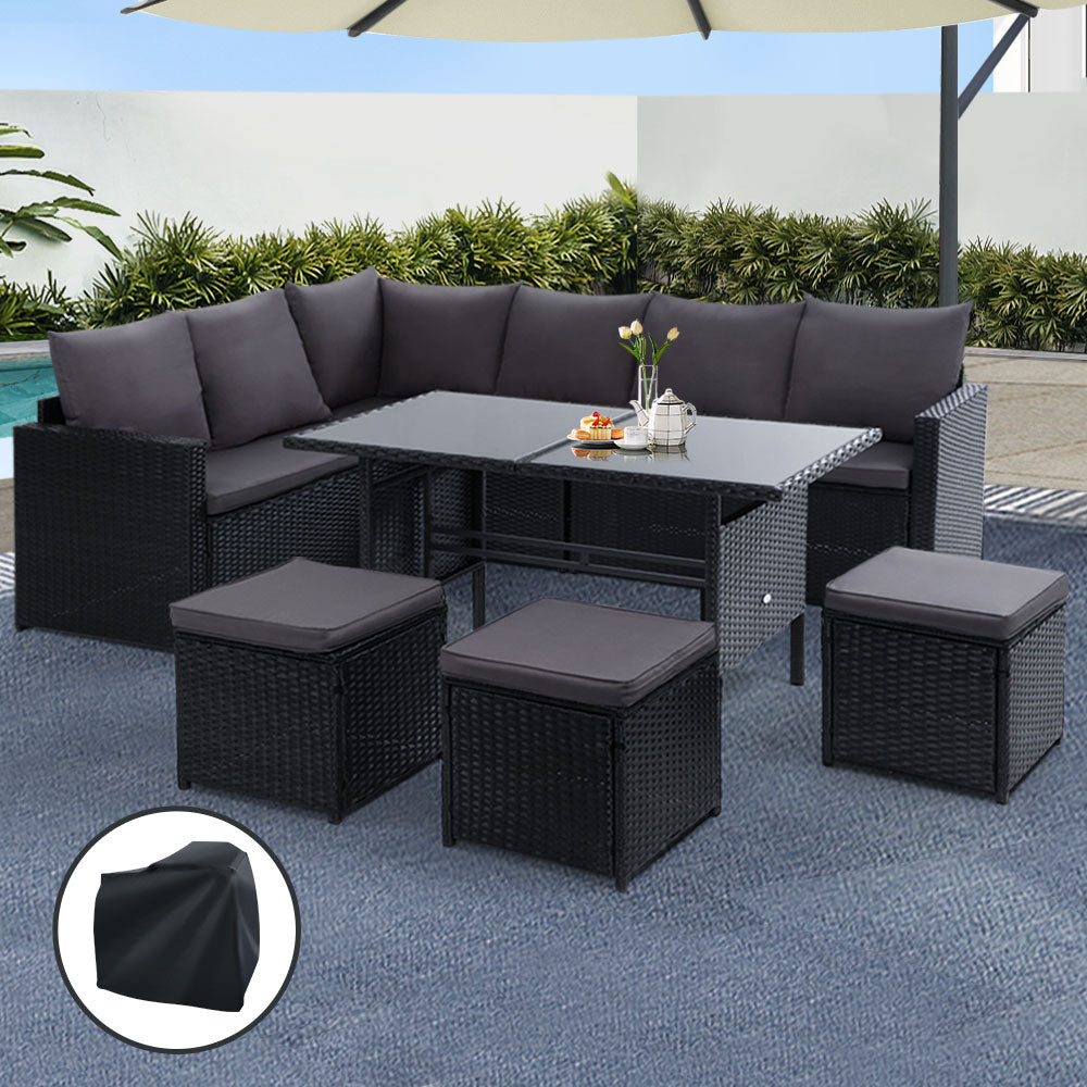 Eden Nest Outdoor Dining Set 9 Seater Sofa Lounge Chairs