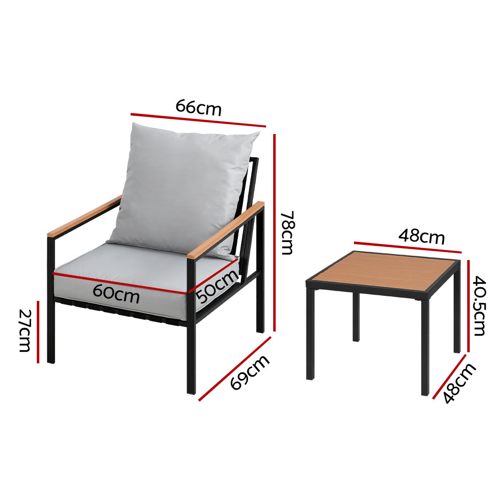 Eden Nest 3 Piece Outdoor Bistro Set With Chairs And Table