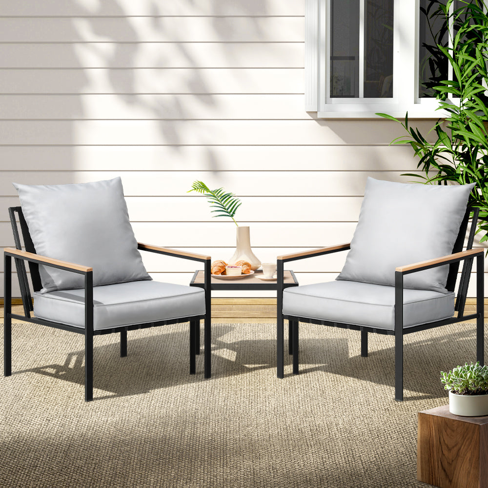 Eden Nest 3 Piece Outdoor Bistro Set With Chairs And Table
