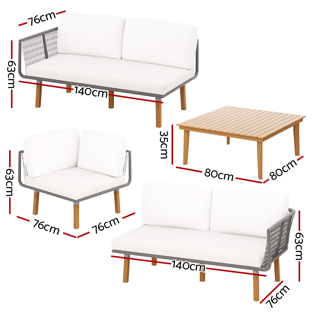 Eden Nest 5 Seater Outdoor Sofa Set With Corner Coffee Table