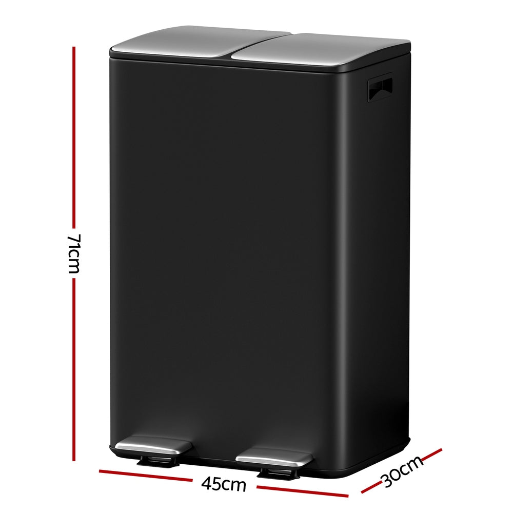 Eden Nest 60L Dual-Compartment Pedal Bin 2 x 30L