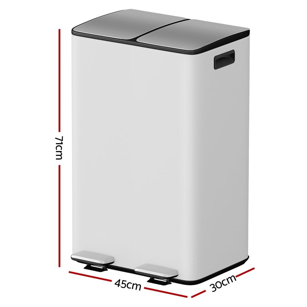 Eden Nest 60L Dual-Compartment Pedal Bin-2 x 30L