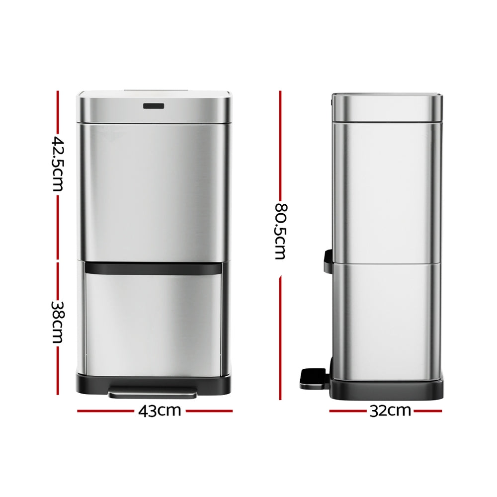 Devanti 70L Motion Sensor & Pedal Bin