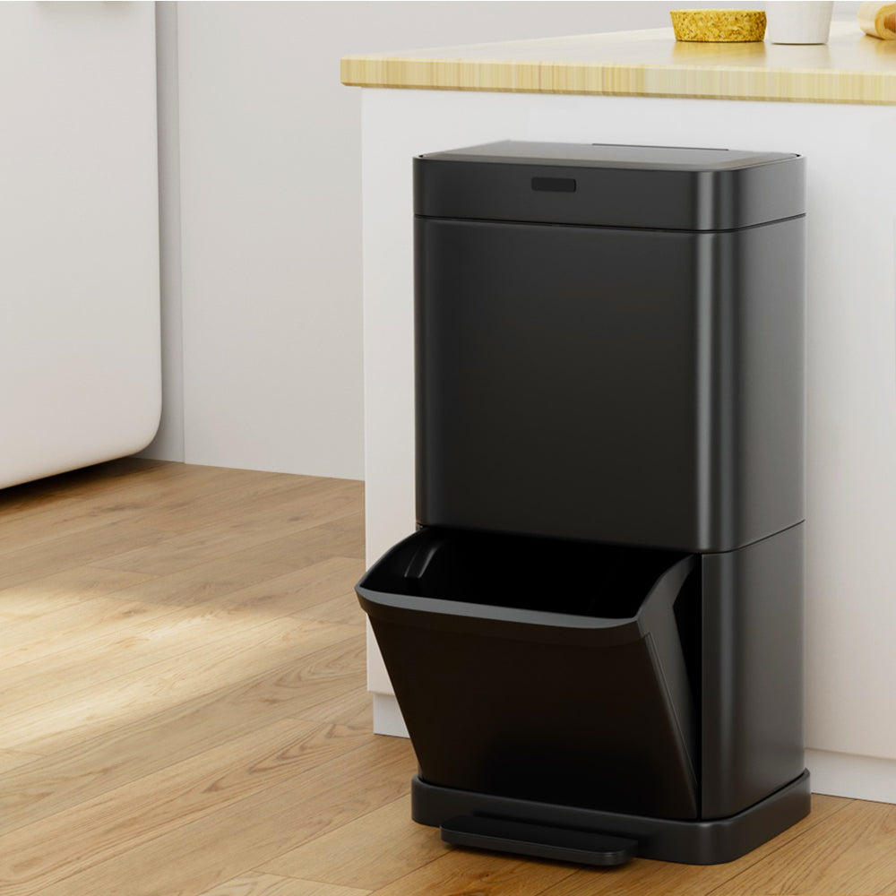 Eden Nest 70L Recycling Motion Sensor Bin with Hands-Free Pedal and Dual Compartments