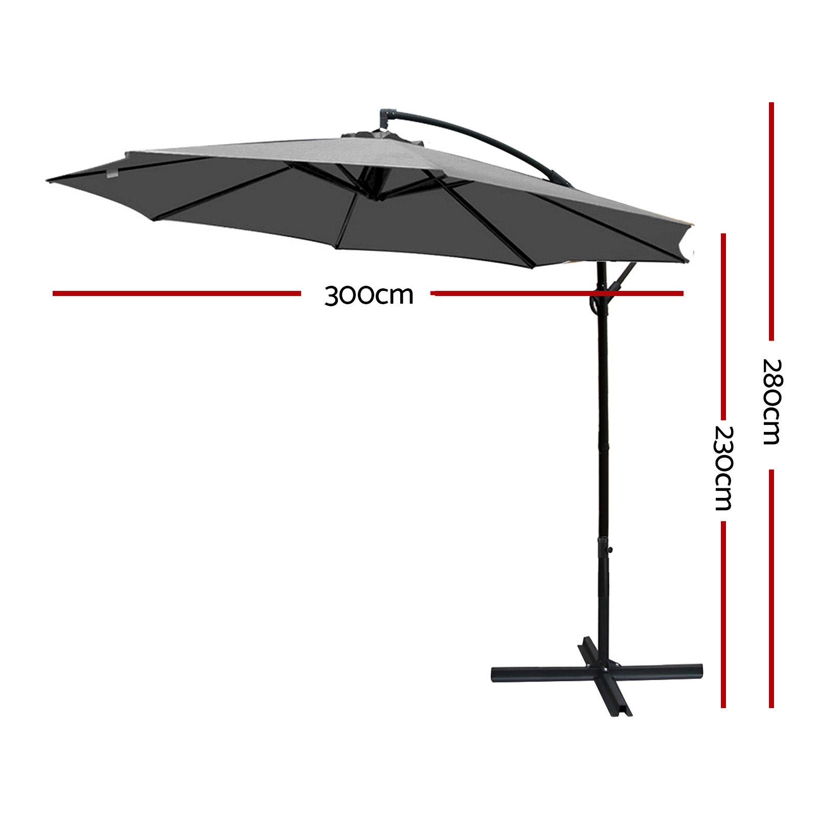 Eden Nest 3m Cantilever Outdoor Umbrella Charcoal Patio