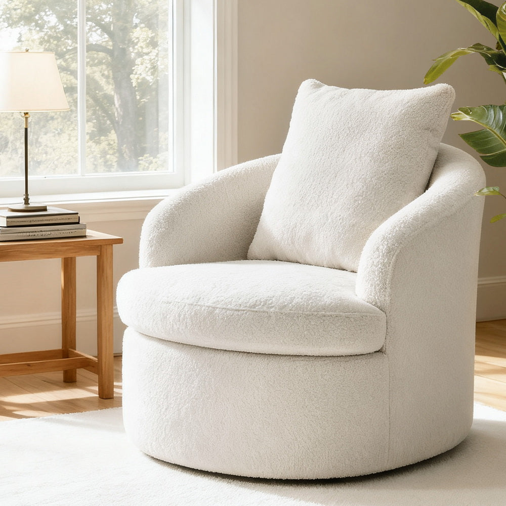 Eden Nest Swivel Armchair – Sherpa Fleece