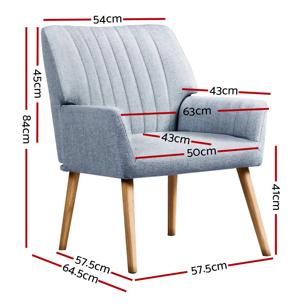 Eden Nest Sebastini Armchair Blue Grey
