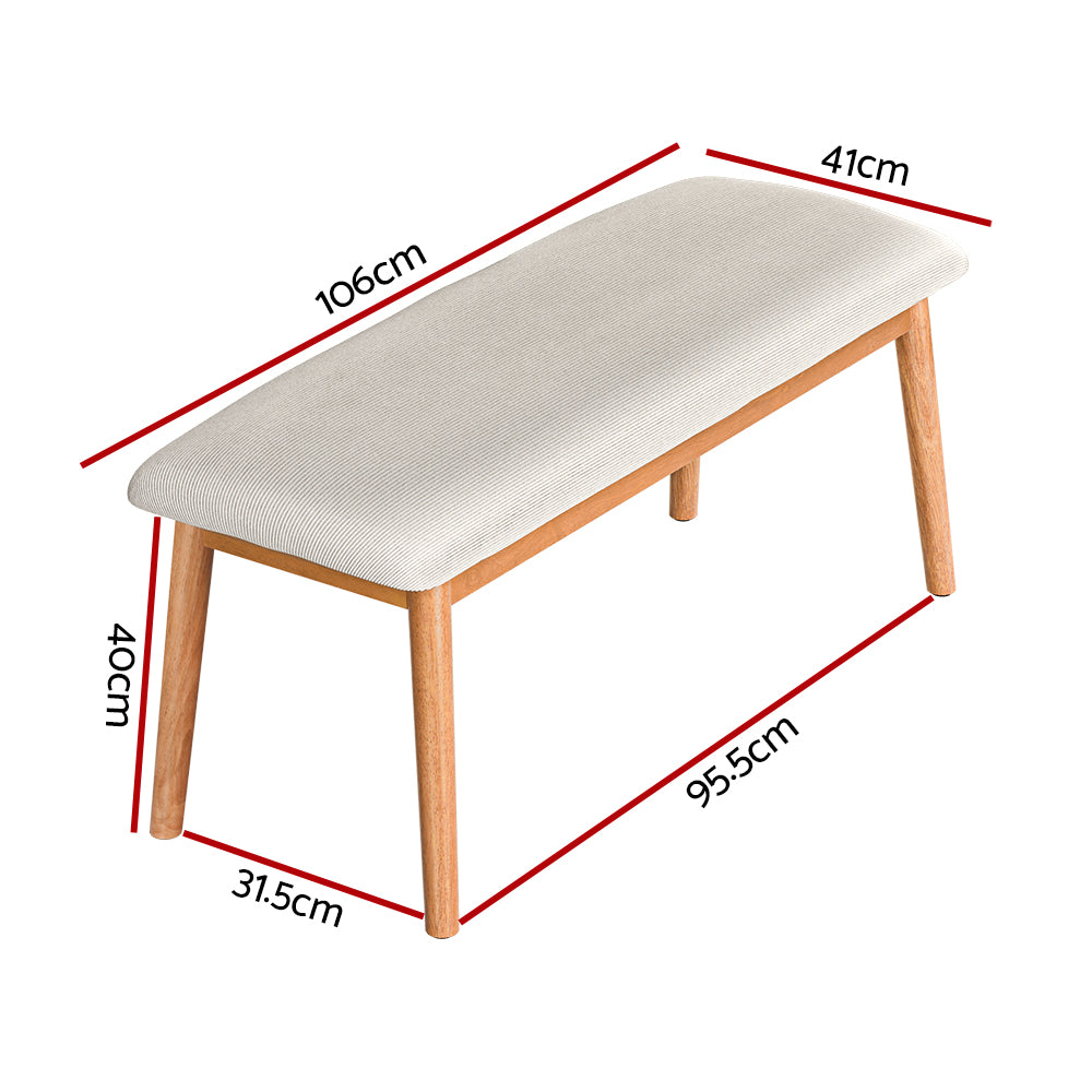 Eden Nest Upholstered Solid Rubberwood Dining Bench 106cm