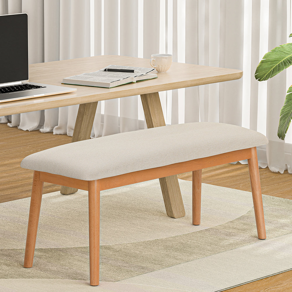 Eden Nest Upholstered Solid Rubberwood Dining Bench 106cm