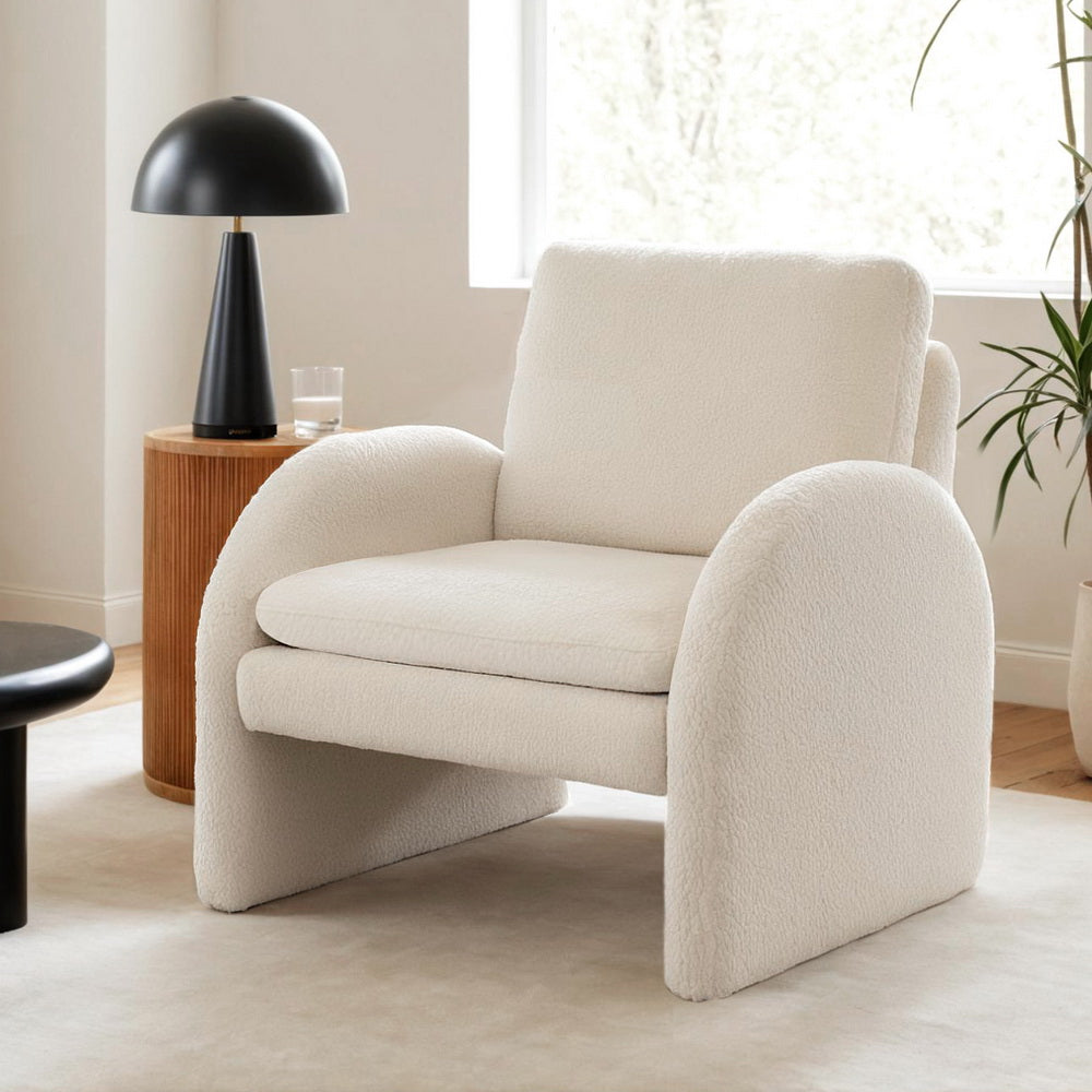 Eden Nest Boucle Accent Armchair White