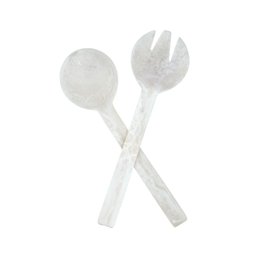Eden Nest White Resin Salad Server Set