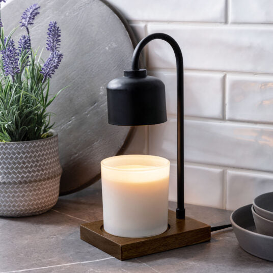 Black and Wood Arched Candle Warmer Lamp for Home Decor