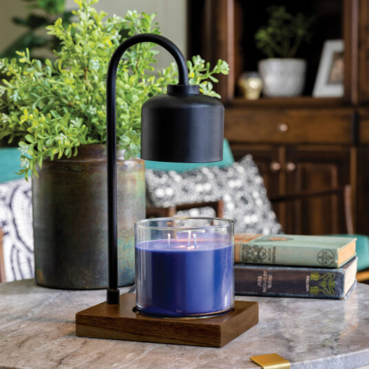 Black and Wood Arched Candle Warmer Lamp for Home Decor
