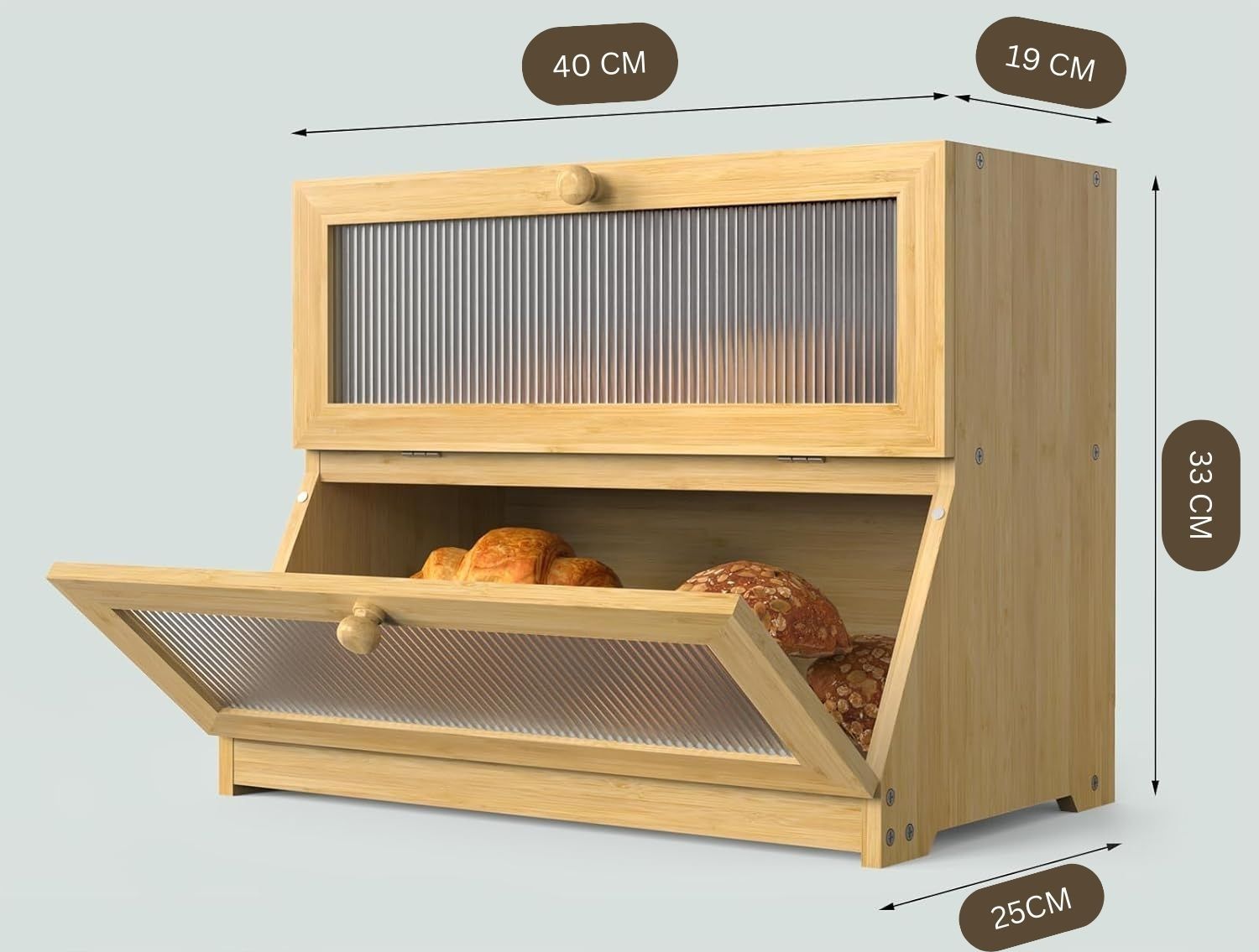 Eden Nest Double-Layer Bamboo Bread Box